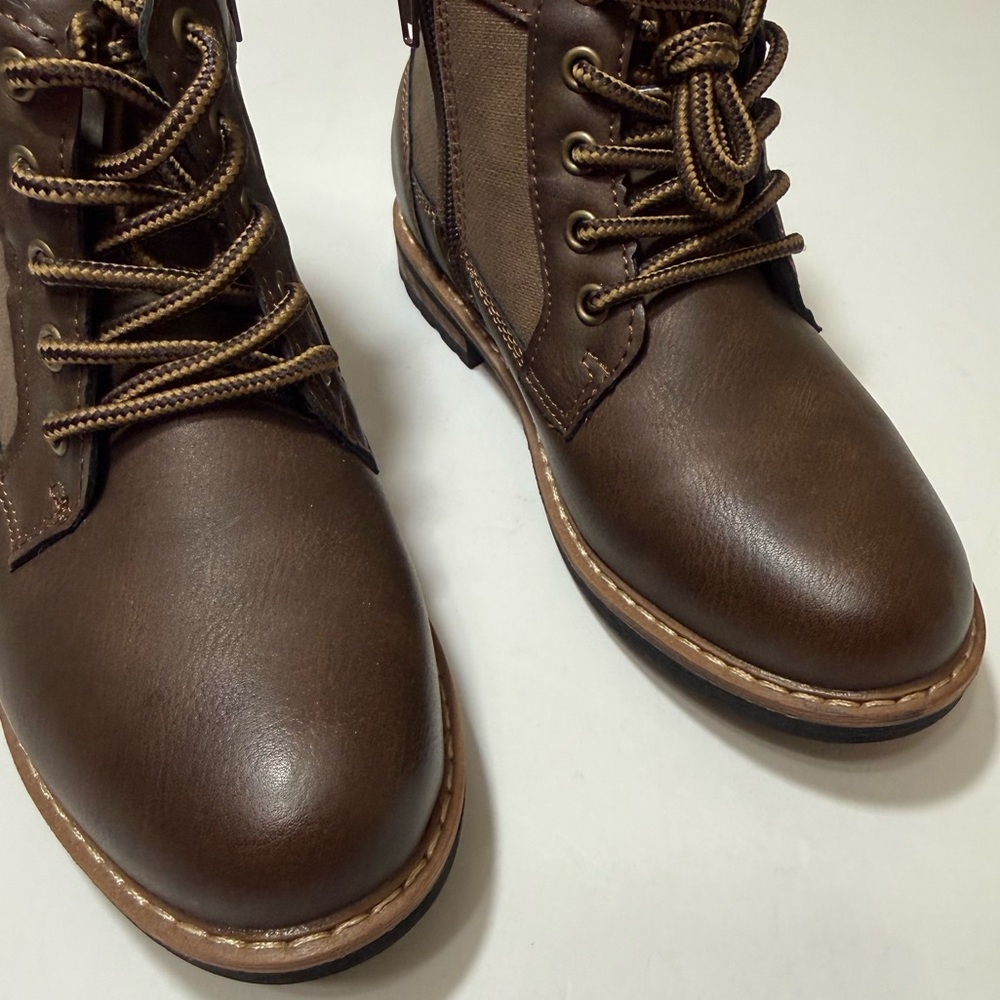 Steve Madden Youth Girls Chestnut Brown Combat Boots — Size 13 - Picture 5 of 15